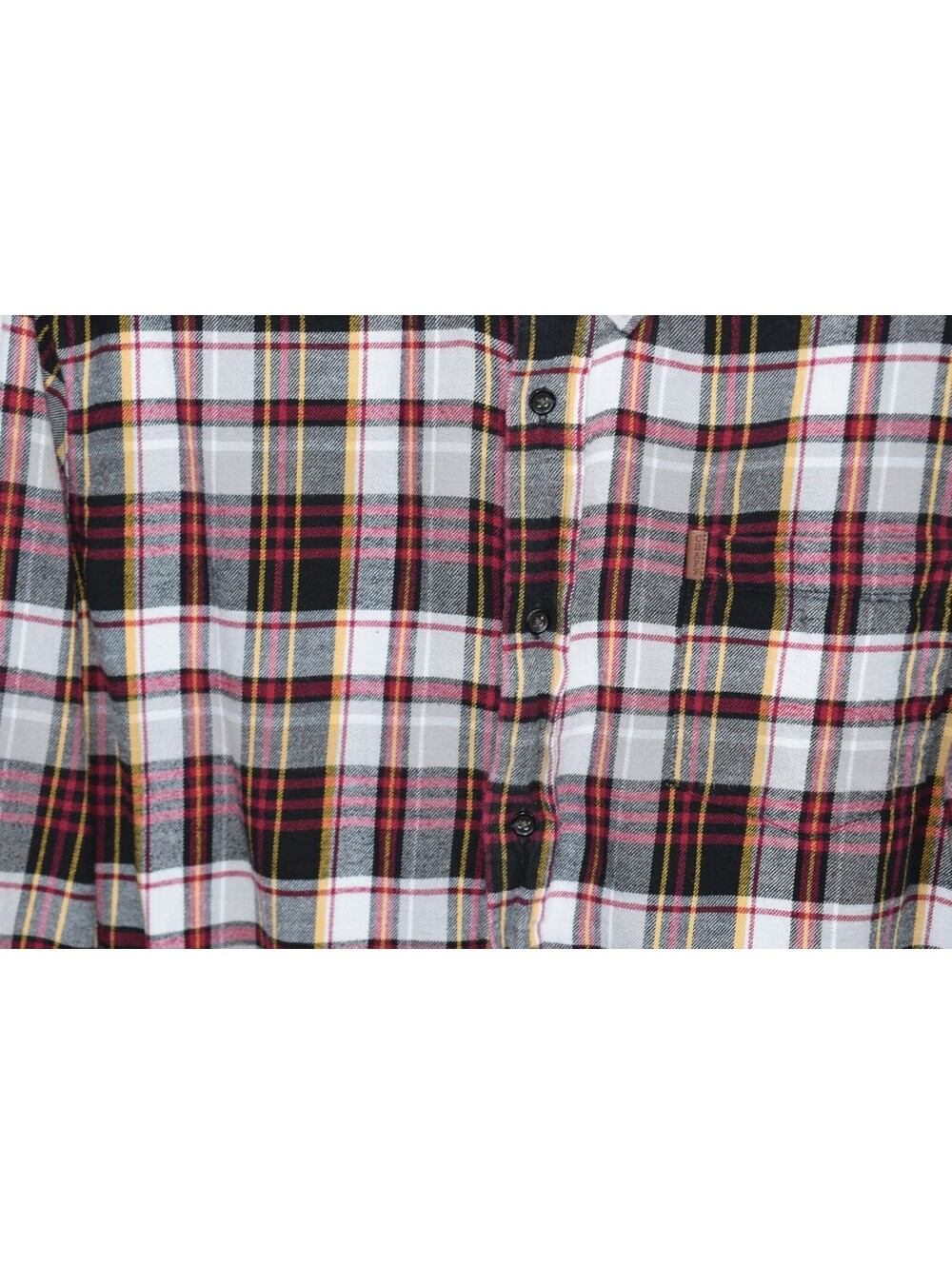 Chaps Performance Plaid Flannel Shirt Grey Red and Yellow Button-Up, Size XL - Picture 4 of 5